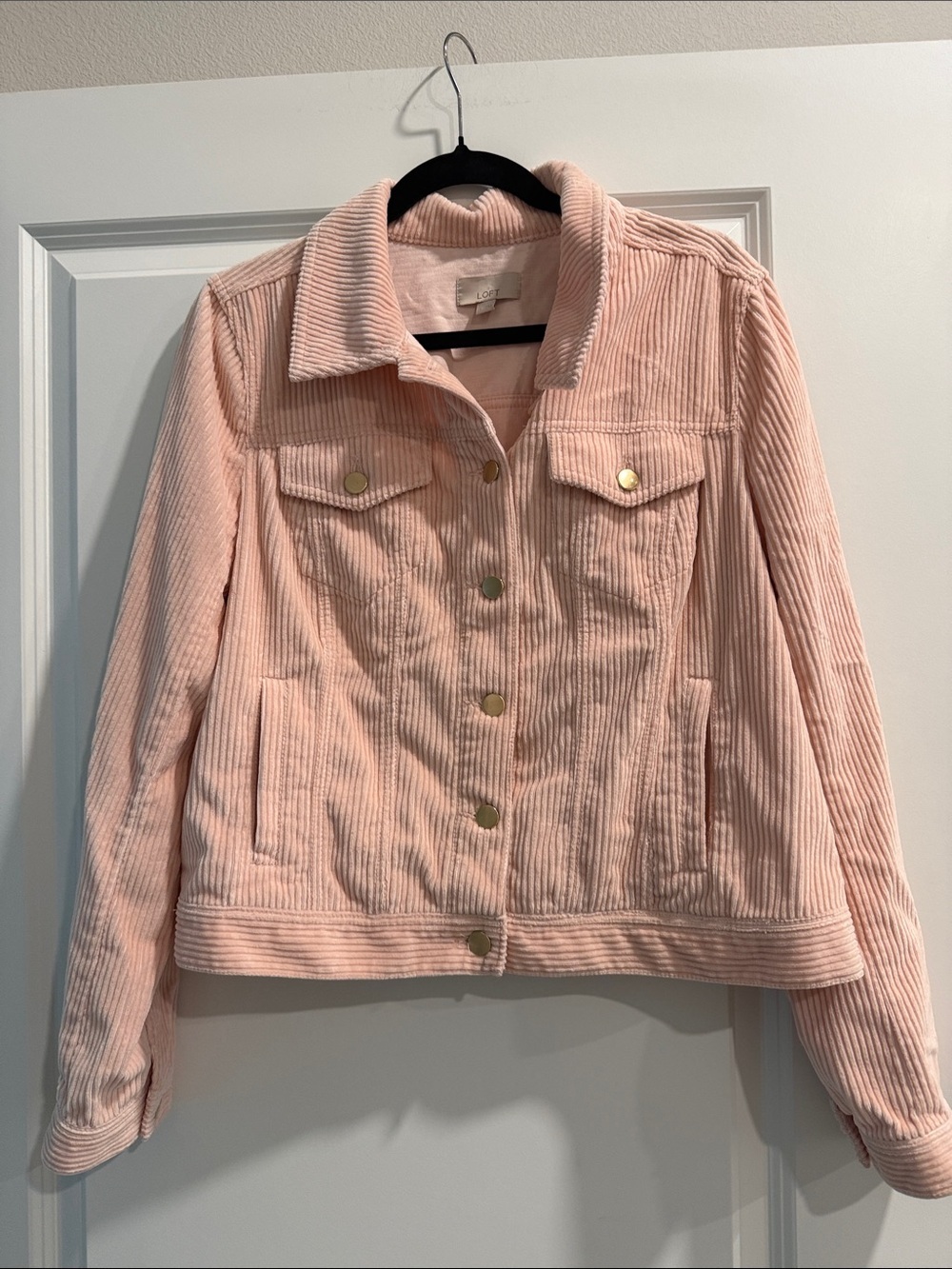 Loft wide whale Corduroy Button-Front Jacket - Light Pink sz l